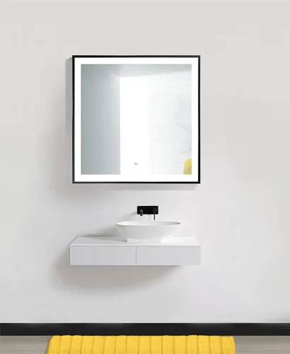 Miniatura 6 de Krugg Soho Espejo LED enmarcado para baño Espejo de tocador iluminado incluye atenuador y desempañador Montaje en pared vertical u horizontal
