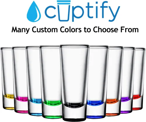 Miniatura 3 de Vaso de chupito personalizado con fondo verde azulado personalizado de 2 oz, vasos de chupito cordial con inicial en script dividido y nombre