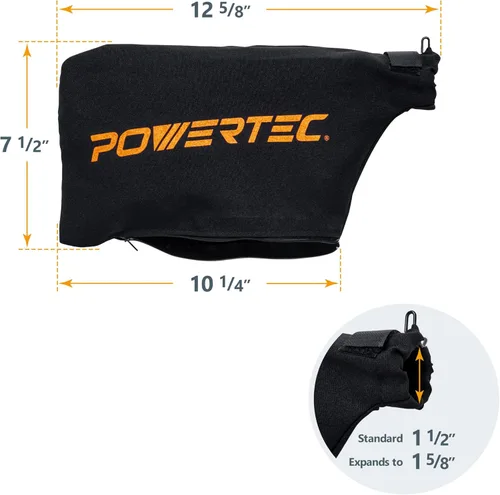 Miniatura 3 de POWERTEC Bolsa colectora de polvo para sierra ingletadora de 7-1/4 pulgadas, 8-1/2 pulgadas, se adapta a puertos de polvo nominales de 1-1/2