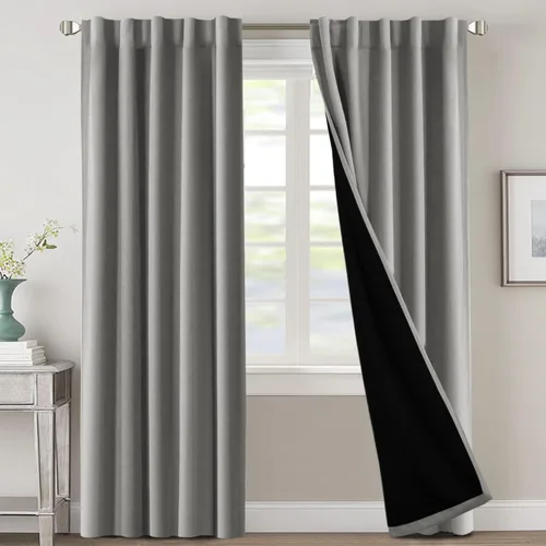 Miniatura 99 de H.VERSAILTEX Cortinas 100% opacas para dormitorio con forro negro, cortinas de oscurecimiento de habitación completa, con aislamiento térmico