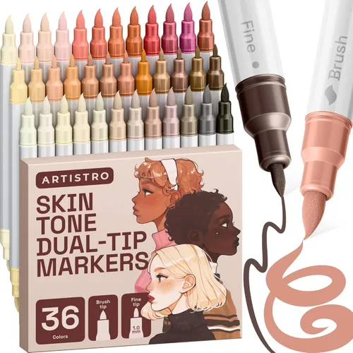 Miniatura 19 de ARTISTRO 5 marcadores de pintura acrílica negra, bolígrafos de pintura de doble punta + pincel fino ideal para caligrafía, perfectos para tela