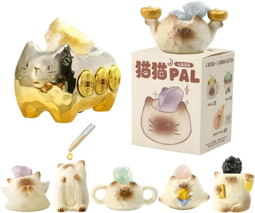 Miniatura 5 de Figuras de caja sorpresa con temática de gato de cristal de diamante, bolsa misteriosa, diseño aleatorio, figuras de acción coleccionables, Gato