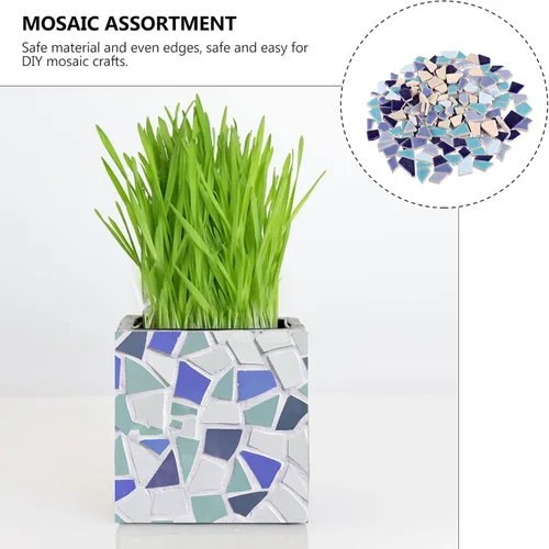 Miniatura 6 de EXCEART Azulejos de mosaico de cerámica rotos de 7.05 oz, piezas de mosaico de cerámica, piezas de azulejos de cerámica, azulejos esmaltados