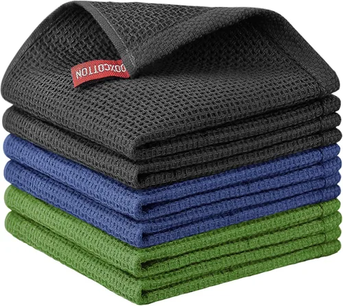 Miniatura 106 de Nialnant - Toalla de cocina 100% algodón, tejido gofre, suave, absorbente y de secado rápido, toallas para secar platos, trapos de limpieza - Multi