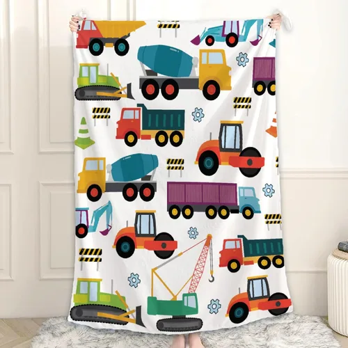 Miniatura 31 de Manta de Bebé Personalizada Camiones de Construcción Personalizados Camión Volquete Mantas con Nombre para Niños, Niñas y Pequeños Manta Suave