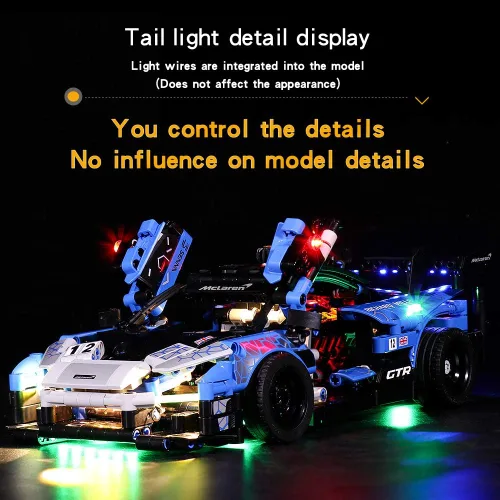 Miniatura 2 de VONADO Kit de luces LED compatible con Lego McLaren Senna GTR, iluminación de control remoto compatible con Lego Technic Cars (sin modelo Lego)