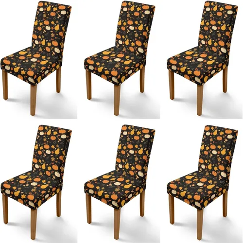 Miniatura 28 de Rnyleeg Thanksgiving Chair Covers for Living Room No Arms Turkey Pumpkin Stretch Dining Chair Covers Set of 6 Soft Washable Kitchen Chair Protector