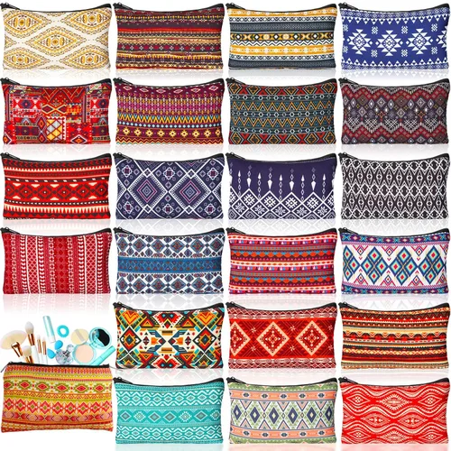 Miniatura 8 de 24 piezas bolsas de maquillaje a granel, bolsas de cosméticos de lona, organizador de bolso, bolsa cosmética con cremallera, bolsa de tocador