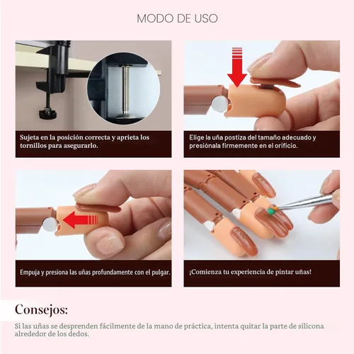 Miniatura 6 de Saviland Mano de práctica para uñas acrílicas, manos falsas móviles flexibles, kit de mano de entrenamiento de manicura para principiantes, mano