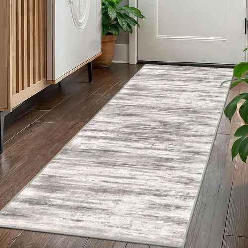 Miniatura 22 de KOZYFLY – Alfombra de pasillo moderna y lavable de diseño abstracto verde, 2 x 5 pies, antideslizante, suave y de pelo corto, ideal para cocina