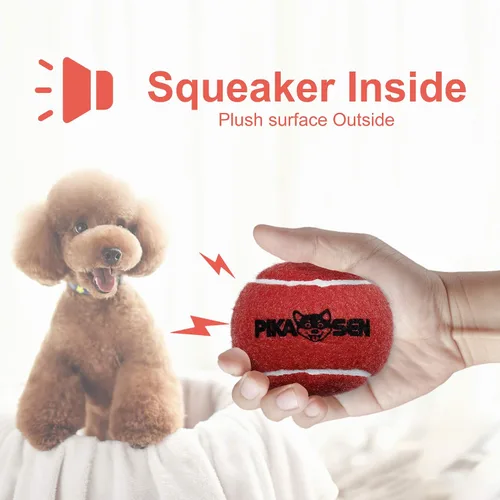 Miniatura 9 de Pelotas de tenis chirriantes para jugar con mascotas en 3 tamaños, pelotas fuertes de primera calidad para perros y cachorros, para entrenar, jugar