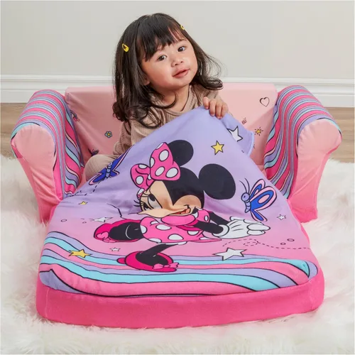 Miniatura 8 de Marshmallow Furniture, Sofá para dormir Minnie Mouse 3 en 1, tumbona convertible para niños, sofá cama y colchón de espuma para siestas de niños