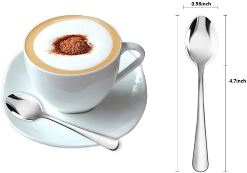 Miniatura 2 de Demitasse - Cucharas de café expreso, 10 cucharas pequeñas de acero inoxidable de 4.7 pulgadas, cucharas pequeñas para postre, té (plateado)
