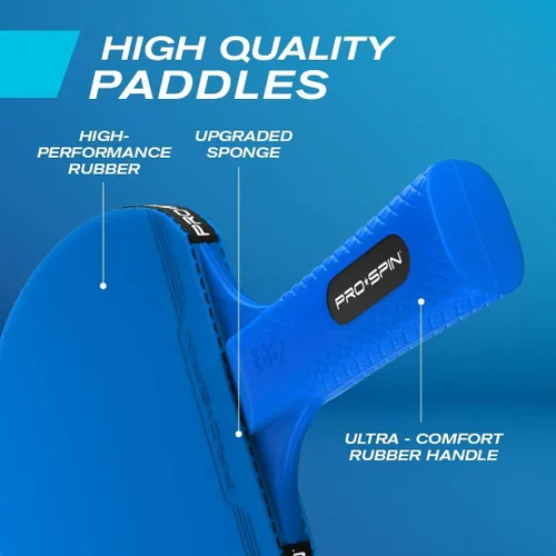 Miniatura 5 de PRO-SPIN Juego de ping pong portátil con red retráctil para cualquier mesa, juego de tenis de mesa todo en uno con paletas de ping pong, pelotas
