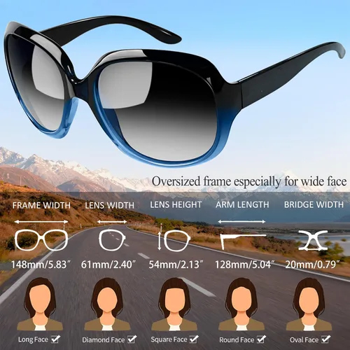 Miniatura 57 de Joopin Lentes de sol de gran tamaño para mujer, polarizados, grandes, para conducción, protección UV, grandes sombras