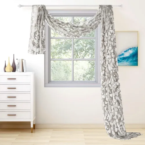 Miniatura 13 de NAPEARL Cenefa de cortina para ventana color beige, estilo europeo, de jacquard, decorativa, para arco de boda, cortina de cama transparente