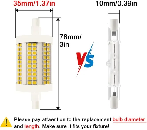 Miniatura 3 de LED R7S de 3.071 in 20 W, equivalente a bombilla halógena T3 de 200 W, 2400 lúmenes, luz de inundación lineal de doble extremo tipo J regulable, 120