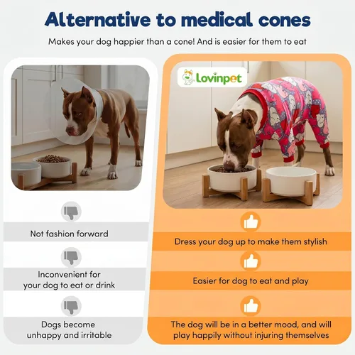 Miniatura 6 de LovinPet Pijama de Perro para Perros Grandes - Camisa para Aliviar la Ansiedad, Protección Solar para Perros, Pijamas de Recuperación Poscirugía