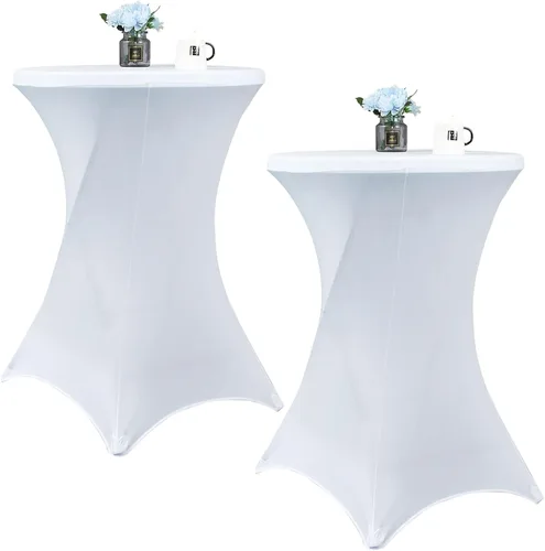 Miniatura 13 de Paquete de 2 manteles de cóctel de elastano de 24 x 43 pulgadas, redondos, ajustables, para bodas, banquetes, eventos, fiestas