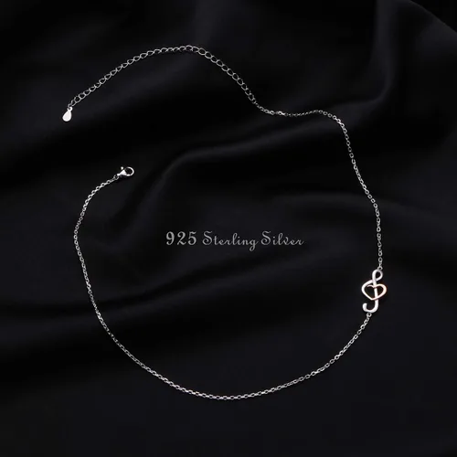 Miniatura 5 de (Dije para collar de nota musical) De plata de ley 925 para mujeres y niñas, 18.0 in