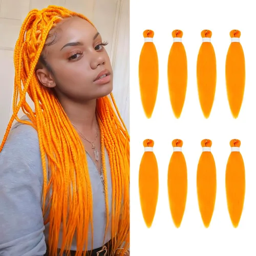 Miniatura 113 de 8 paquetes de extensiones preestiradas - 16 pulgadas de cabello trenzado premium, 55G/paquete, sin picazón, fijación en agua caliente, textura Perm