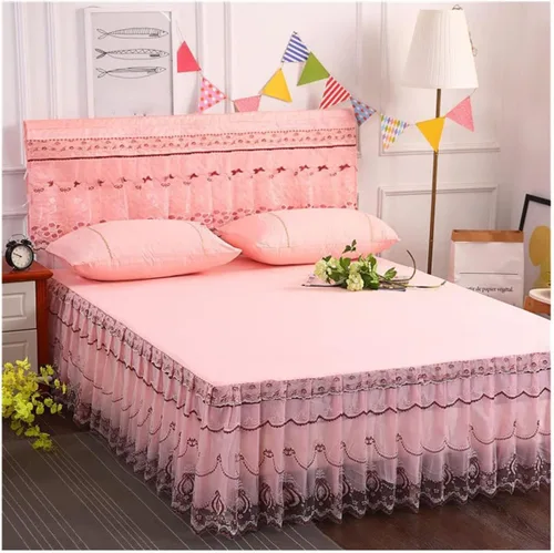 Miniatura 9 de OTBK Falda de cama individual blanca con volantes y borlas, estilo bohemio, falda de cama con encaje, volantes, floral, Shabby Chic juegos de ropa