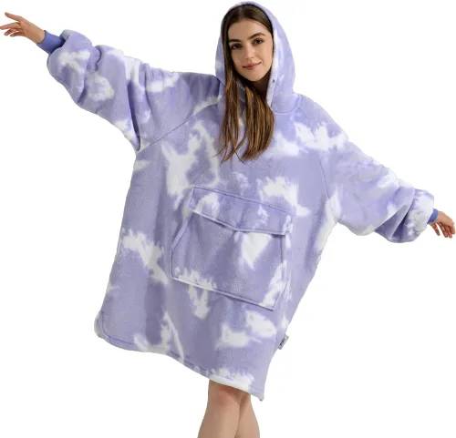Miniatura 16 de Krifey Manta con capucha de sherpa de gran tamaño como regalo de cumpleaños para mamá, mujer, novia, hombre, acogedora sudadera con bolsillo gigante