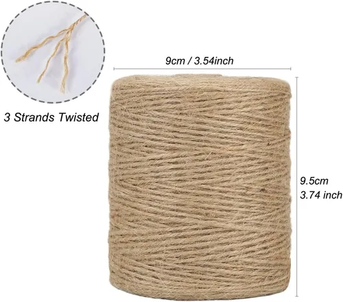 Miniatura 4 de Tenn Well Hilo de yute natural, 300 metros, cuerda de yute de 2 mm para manualidades y jardinería, hilo de yute marrón para envoltorios de regalo