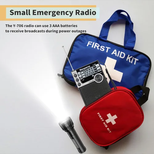 Miniatura 7 de Y-706 Radio de bolsillo portátil AM FM SW Banda Receptor Transistor con batería con buen sonido fuerte Soporte de altavoz pequeño USB/TF Card Play