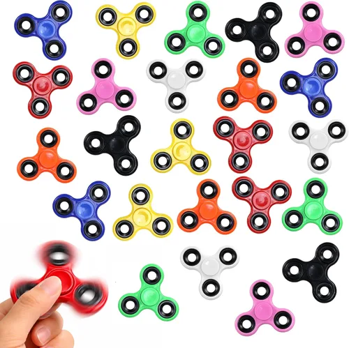 Iconikal Paquete de 24 Fidget Spinners, surtido de colores aleatorios a granel para juegos sensoriales, ocupan la atención de las manos