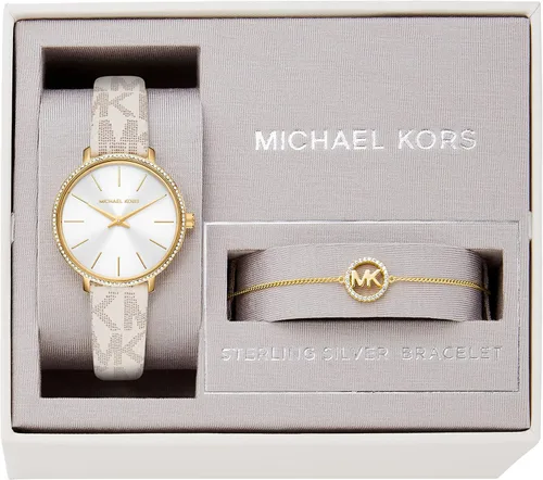 Miniatura 5 de Michael Kors Mini reloj Pyper de dos manos de acero inoxidable para mujer, Vainilla, Reloj de cuarzo