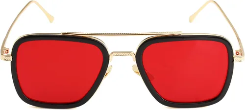 AIEYEZO Tony Stark Sunglasses Vintage Square Metal Frame Eyeglasses for Men Women - Iron Man and Edith Sun Glasses