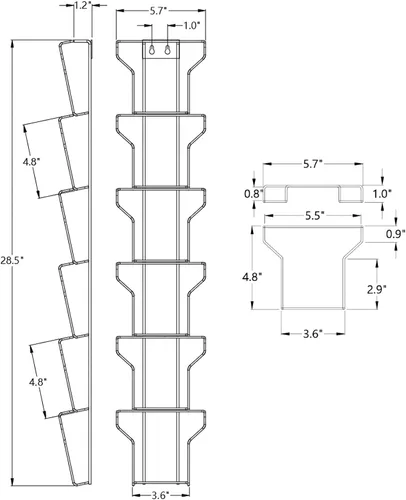 Miniatura 5 de FixtureDisplays® Soporte de pared 5X7 pulgadas Bolsillo Vertical Retrato Ancho Tarjeta de Felicitación Postal Pantalla Alambre Rack Negro 11716-NF