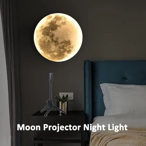 Miniatura 8 de Proyector de Luz Nocturna de Luna Sin Decoloración, Lámpara de Luna con Alimentación USB, Proyector de Luz Nocturna de Ambiente Romántico para Luna