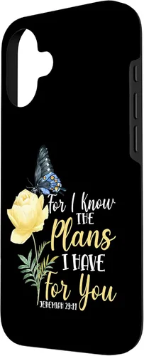 Miniatura 2 de iPhone 16 Christian Bible Verse Butterfly Rose Flower Jeremiah 29:11 Case