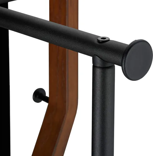 Miniatura 7 de Relaxdays Perchero de metal y madera moderno 3 ganchos y perchero, alto x ancho x fondo: 68.1 x 11.8 x 9.8 in, negro/marrón, 70% acero 30%, 1