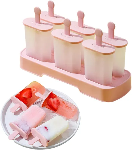 Miniatura 9 de Juego de moldes para paletas, 6 piezas con palitos, máquina de paletas de hielo, sin BPA, moldes para paletas de hielo de fácil liberación, moldes