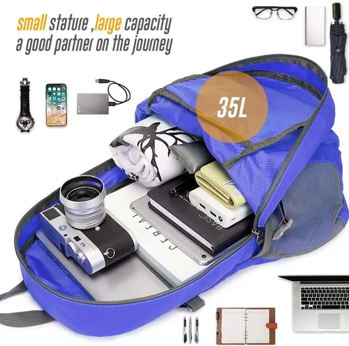 Miniatura 7 de Mochila ligera y plegable de 35L impermeable, duradera, mochila de viaje para senderismo