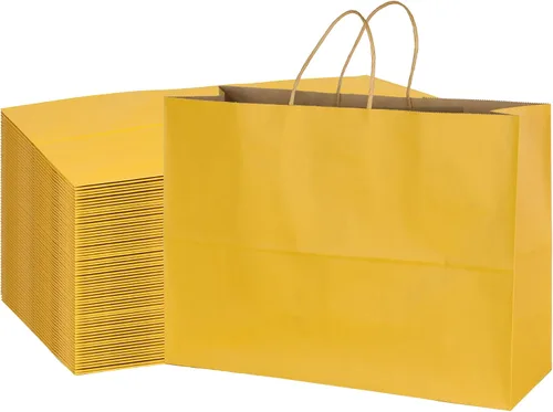 Miniatura 7 de BLEWINDZ 70 bolsas de papel grandes con asas, 16 x 6 x 12 pulgadas, bolsas de compras de papel multicolor para pequeñas empresas, bolsa de regalo 10
