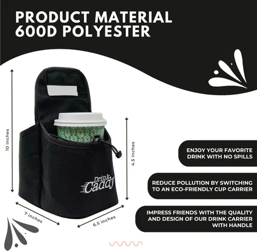 Miniatura 3 de Organizador de bebidas portátil para bebidas y portavasos de café reutilizable, bolsa plegable de 2 tazas con bolsillos organizadores, asegura
