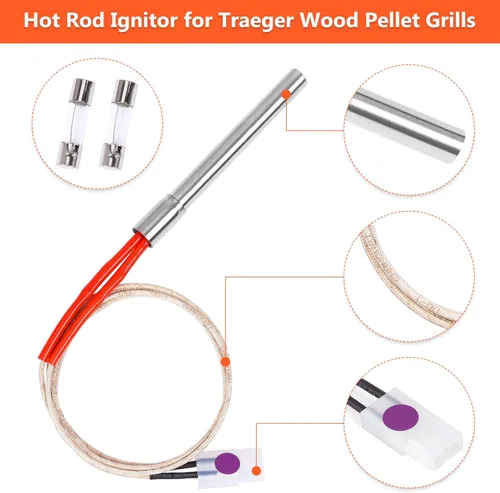 Miniatura 2 de Kit de Encendedor de Varilla Caliente de Repuesto de 2 Piezas para Parrillas de Pellets de Madera Traeger y Camp Chef, Encendedor de Parrilla