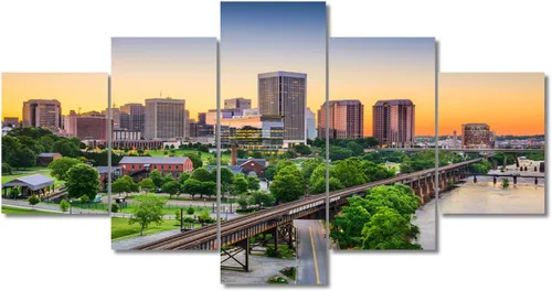 Miniatura 70 de TUMOVO Fotos en lienzo de Estados Unidos, Cincinnati, Ohio, Skyline at Dusk para tu sala de estar, impresiones de paisaje urbano de rascacielos