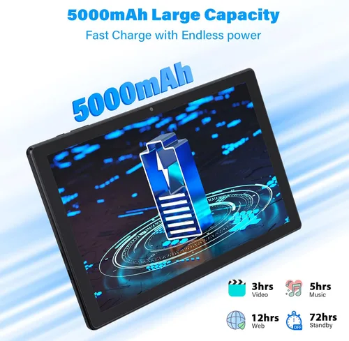 Miniatura 7 de Tablet Android de 10 pulgadas, 8 GB de RAM, 64 GB ROM 1 TB expandible Android 15, Octa-Core, WiFi 6 (2.4G/5G), pantalla de 1280 x 800, tabletas