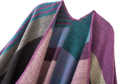 Miniatura 29 de Urban CoCo Poncho de colores para mujer, chal con frente abierto, color en bloques