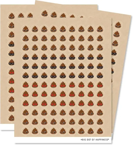 Big Dot of Happiness Party 'Til You're Pooped - Poop Emoji Party - Calcomanías redondas pequeñas para caramelos, etiquetas para recuerdos de fiesta,