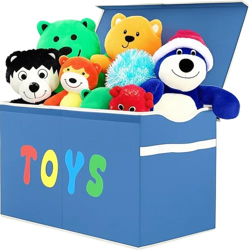 Miniatura 8 de YOLOXO Baúl de juguetes, contenedores de almacenamiento plegables resistentes con tapas, cajas organizadoras de almacenamiento de juguetes extra