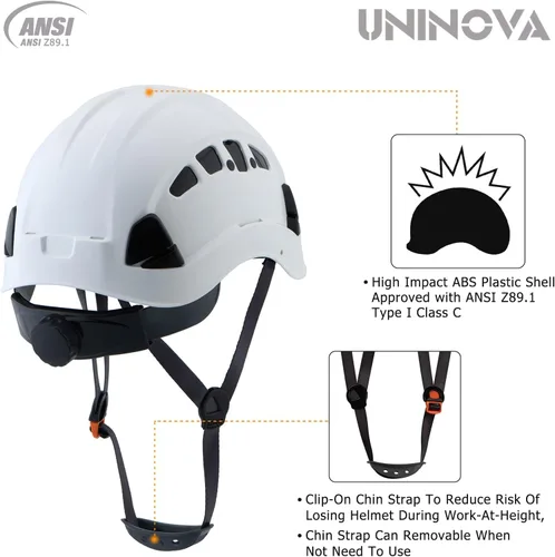 Miniatura 2 de Casco de seguridad – Casco aprobado por ANSI Z89.1 ajustable – Suspensión de trinquete de 6 puntos y cascos OSHA Blanco