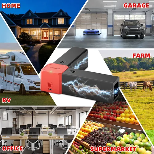 Miniatura 9 de Trampa eléctrica para ratones para ratones, trampas para ratas en interiores para hogares con doble canal, exterminador de ratones con alto voltaje