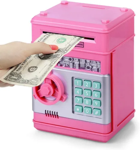 Miniatura 14 de Refasy Alcancía para dinero en efectivo, cajero automático, banco electrónico de monedas para niños de 3 a 12 años, caja de ahorro de dinero, mini