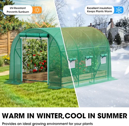 Miniatura 2 de Grezone Invernadero de Paso Mejorado Casa Verde con Puertas de Malla con Cremallera y 6 Ventanas de Malla Casa Cálida para Plantas de Plástico